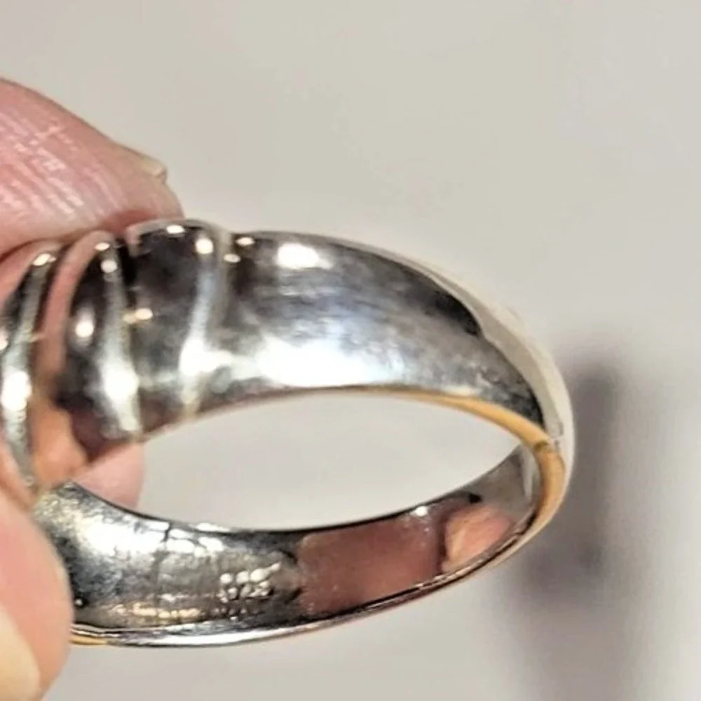 Sterling Silver 925‎ Black Onyx Gemstone Ring Womens 10 Dome Cabochon Cocktail